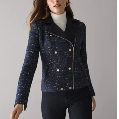 Giacca moto navy white - navy,