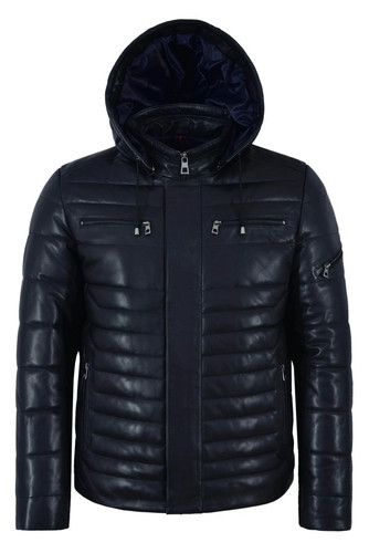 Giubbotto uomo blu navy pelle