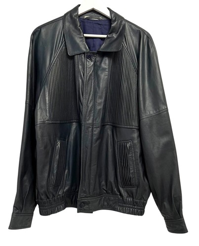 Giacca pelle uomo blu - pelle,