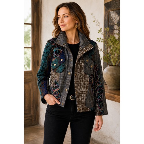 Giacca tweed patchwork - , pura