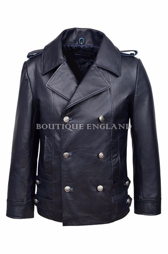 Giacca cappotto pelle navale - giacca,