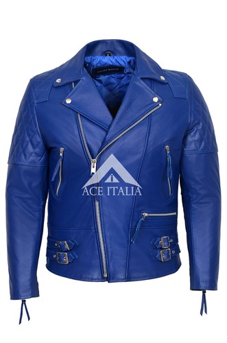Giacca uomo pelle blu - uomo,