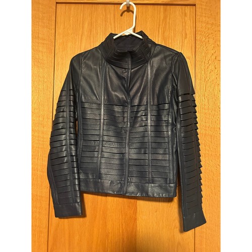 Giacca moto blu navy pelle - moto,