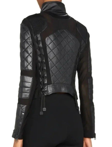 Giacca moto blanc - noir, diamond