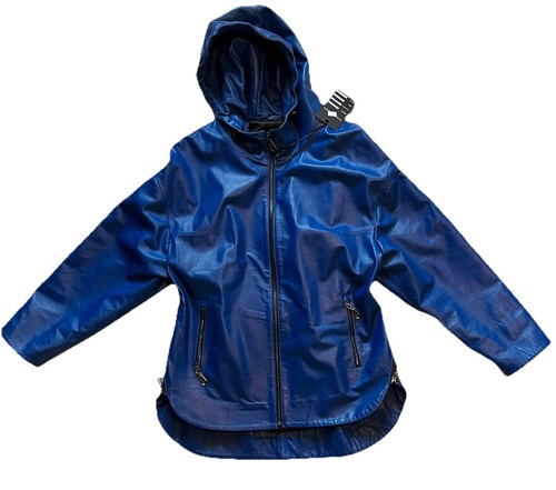 Giacca donna blu pelle media
